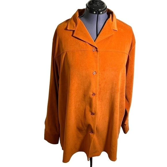 Ashley Stewart Shacket Rust Orange Ulstrasuede 24 - Picture 1 of 11